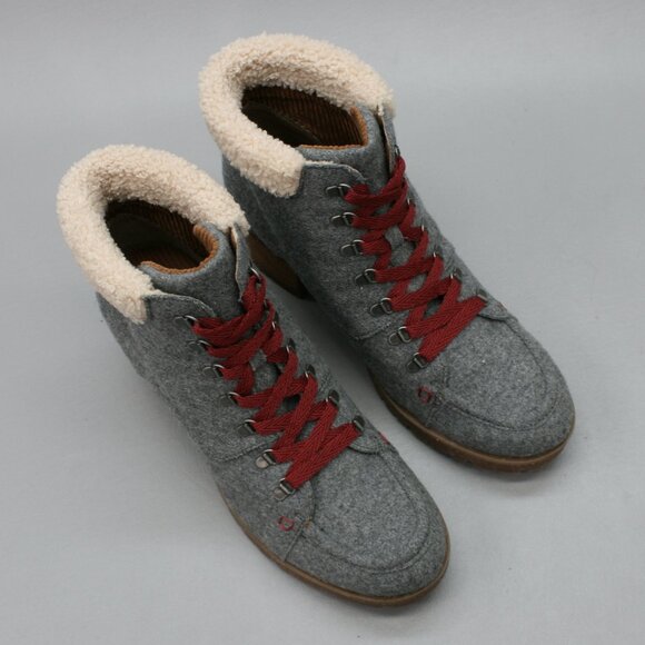 Korks Ease Ladies 9.5 Evie Gray Felted Wool Lace-up Ankle Heels Boots KR0009860 - Picture 6 of 12